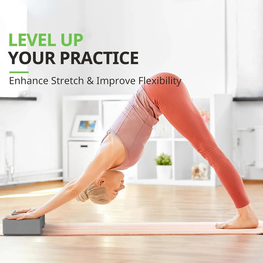 NNETM Set of 2 Premium Odor-Resistant Foam Yoga Blocks (Grey)